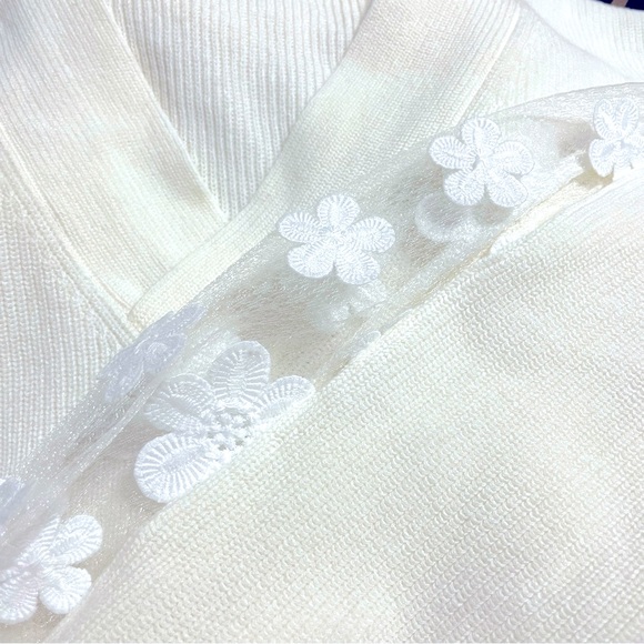 French Connection Caballo Floral-Lace Sleeve Sweater - Picture 7 of 7